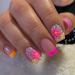 Press on Nails 24 PCS Short Square Fake Nails Glue on Nails for Women Girls Teens with Glue Sticker and Nails File  French Colored Flowers