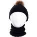 Yinuoday 2PCS Baby Knit Hat Scarf Set - Winter Beanie Cap with Circle Loop Scarf Neckwarmer in Black - Buy Online on SooperMarket.com