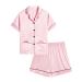 SWOMOG Kids Satin Pyjamas Sets Girls Boys Button-Down Pjs Short Sleeve Silk Nightwear 2 Piece Lounge Sets 10-11 Years Pink