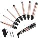 7 in 1 Curling Iron Wand Set  Ohuhu Upgrade Curling Wand with 7Pcs 0.35 to 1.25 Inch Interchangeable Ceramic Barrel and Heat Protective Glove  Dual Voltage Hair Curler  Rose Gold  Mother's Day Gifts