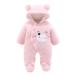 Eurobuy Newborn Cartoon Bear Snowsuit Baby Infant Winter Thick Snowsuit Coat Footed Romper Front Snaps Warm Jumpsuit for Baby Girl Boy Pink 6-9 Months