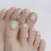 Decorative nail patch small fresh pink and green flowers with white toenails patch removable fake toenails and finished toenails.