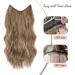 Invisible Wire Hair Extensions | Natural Wavy Synthetic Hair | 20 Brown mix Blonde | Adjustable Size | 2 Secure Clips | Long Curly Secret Hair Pieces for Women - Buy Online on SooperMarket.com