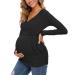 Love2Mi Women Maternity Breastfeeding Tops Long Sleeve V-Neck Cute Maternity Clothes L Black-long