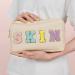 Chenille Letter Nylon Waterproof Makeup Bag for Women - Beige-Skin Travel Organizer Pouch for Toiletries and Cosmetics - Buy Online on SooperMarket.com