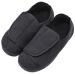 MEJORMEN Womens Diabetic Edema Slippers with Adjustable Closures Wide Width House Diabetes Strap Footwear Comfortable Orthopedic Shoes Easy On Off for Elderly Wide Swollen Feet Arthritis 10 Black