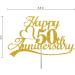 50th Anniversary Cake Topper Gold Glitter | Premium Quality Double Sided Acrylic Stick | Made in USA - Buy Online on SooperMarket.com