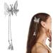 Elegant Tassel Butterfly Hairpin Moving Flying Girls Shiny Hair Clips Barrette Women Moving Flying Shiny Hair Clip Perfect Hair Accessories Suitable for Ladies and Girls (Silver-1 PCs)