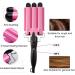 3 Barrel Curling Iron 25mm | Temperature Adjustable Crimper Hair Iron | Ceramic Tourmaline | Fast Heating Curling Wand | Pink - Buy Online on SooperMarket.com