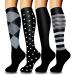 Actinput 4 pairs of compression stockings for women men colorful support stockings compression socks for sports flight running travel cycling nurse 4101 - black S -M
