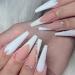 RUNRAYAY White French Fake Nails with Rhinestones Splicing Press on Nails with Sequins Design Long Stick on Nails False Nails Art Kit for Women Girls