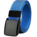 LionVII Belt for Men, Adjustable Belt with Plastic Buckle Breathable for Work Sports, Easy Trim to Fit 27- 46" Waist Blue