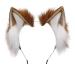 Mystiqut 1Pc Handmade Faux Fur Animal Ear Headband Fox Wolf Ears Headband Halloween Christmas Cosplay Party Costume Accessories Fluffy Wolf Fox Cat Ears Headband Costume Hair Hoop