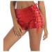 Duohropke women metallic hot pants sequins glitter shorts with high waist sexy short trousers shorts for dance sport disco costume carnival carnival m 02 red