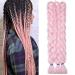 Tess 41 "Braids Extensions Kunsthaar Crochet Jumbo Braids Synthetic Braiding Hair 3PCs 165g/Bundelmel 100cm Extensions Rosa 104 cm (3 pieces) #10 Pink