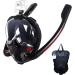 HJKB Full Face Snorkel Mask with Anti-Fog Wipes 180 Degree Panoramic HD - Black - S/M