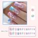 Colorful Press on Nails - 24Pcs Medium Length Glossy Fake Nails with Gold Foil & White Gradient | Reusable Acrylic Stick on Nails for Women - Buy Online on SooperMarket.com