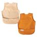 Tiny Twinkle Mess-Proof Apron Toddler Bibs w/Tug-Proof Closure Baby Food Bibs 2 Pack Sand Cinnamon Large 2-4 Years