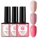 Pink Gel Nail Polish Nail Varnish Set 3 Colors Nude Peach Light Pink Coral Gel Nail Polishes Sets Natural Pale Pink Hot Pink Soak off UV/LED Gel for Christmas DIY Manicure Home Salon Nail Art