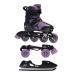 Rollerface Switch 3-in-1, Sport, Outdoor and Recreation Inline Skate, Roller Skate, and Ice Skate. (Adjustable up to 3 Sizes) Purple Large: US Women's 8 - 10
