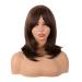 MapofBeauty 18 Inch/45 cm Layered Bangs Straight Synthetic Fiber Shoulder Length Hair Daily Use Wig (Brown)