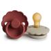 FRIGG Daisy Natural Rubber Baby Pacifier | Made in Denmark | BPA-Free (Baked Clay/Cream 0-6 Months) 2-Pack