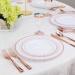 WDF 125PCS Rose Gold Plastic Silverware & Disposable Plates Set - Ideal for Wedding, Party, Christmas - Includes 25 Dinner Plates, 25 Salad Plates, 25 Forks, 25 Knives, 25 Spoons - Buy Online on SooperMarket.com