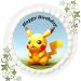 Birthday Cake Picture with Pikachu Pokemon Motif: Edible Photo for Cakes Cake Image Cake Topper Diameter 20 cm Food Paper Pikachu Pokemon No. 19