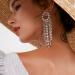 Missgrace Dainty Rhinestones Tassel Long Earrings Set - Silver Layered Dangle Hoop Studs for Women & Girls - Buy Online on SooperMarket.com