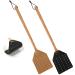 Peutier 2Stk leather fly swatter 49.5cm long robust fly clapes manually with wooden handle fly slots for inside and outside (black brown)