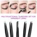 HOCOSY 7 in 1 Eyebrow Tweezers Set - Stainless Steel Precision Kit for Trimming and Shaping Eyebrows with Travel Case - Buy Online on SooperMarket.com