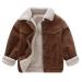 Volunboy Toddler Corduroy Sherpa Jacket Fleece Lining Coat Lapel Button Down Thicked Warm Outwear for Baby Boys Girls 3-4 Years Brown