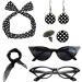 Lesunbak 50s Accessories for Women | 1950s Outfit with Headbands and Drop Earrings Costume Accessories with Red Bow Headband Vintage Polka Dot Hair Bands Cat Eye Glasses Black One Size - Buy Online on SooperMarket.com