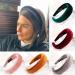 Lazder 8 Colors Korean Lady Padded Wide Sponge Headband Glitter Velvet Twill Striped Hair Hoop Retro Party Solid Color Thick Headpiece (Deep Green) - Buy Online on SooperMarket.com