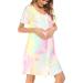 Ekouaer Women's Short Sleeve Nightdress with Pockets | Soft Button Down Sleepwear | Summer Loungewear in Tie Dye Print - Buy Online on SooperMarket.com