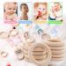 Organic Wooden Teething Rings - Set of 10 Smooth Teething Toys | 7cm & 5cm Diameter | Safe & Natural Baby Comfort - Buy Online on SooperMarket.com