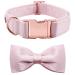 Lionet Paw's dog collar with fly - comfortable silk pink dog collar with removable fly for medium dog neck 34-55cm m (1 Pack) pink