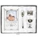 Beautiful Boxed Silver Plated Christening Day Gift Set - 4-Piece Includes Egg Cup Spoon Baby Photo frame Napkin Ring in Presentation Gift Box.