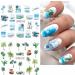 Seaside Series Nail Art Stickers - Green Coconut Palm Beach Design - Summer Holiday Decorations - DIY Nail Art Supplies - Buy Online on SooperMarket.com