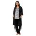 HAPPY MAMA Women's Maternity Nursing 3pcs Nightwear Set: Pants - Top - Robe 558p 8 Black Hearts & Black
