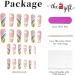 RUNRAYAY Rainbow French Long Fake Nail Press on False Nails with Charms - 24Pcs - Buy Online on SooperMarket.com