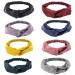 Yeshan Women's Criss cross Silk Satin Headbands Elastic Twisted Head Wrap Knotted Hair Band pack of 8 No1(mixed 8 pcs)