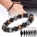 8mm Tigers Eye Triple Protection Bracelet with Black Obsidian and Hematite - Lucky Charm for Men and Women - Buy Online on SooperMarket.com