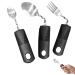 Spoon Adaptive Cutlery 3 Pieces Stainless Steel Mirror Polished Bendable Flexible Portable Curved Cutlery Cutlery with Plastic Non-Slip Handles for People with Disabilities