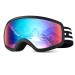 LOEO Kids Ski Goggle, Snow Ski Goggles for Kids Youth Teens Boys and Girls from 5-14 01.black With Red Silver Lens