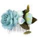 Floral Crown Bride Hair Comb Woman Handmade Side Comb Wedding Hair Accessories for Favor(Blue Flower)