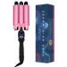 3 Barrel Curling Iron Wand - Create Soft Beach Waves with This Dual Voltage Triple Barrel Hair Waver - with Three 1 Inch Ceramic Barrels Adjustable Temperature Settings LCD Display Screen - Pink