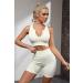 QINSEN Seamless Ribbed Workout Set for Women - Sport Bra & High Waist Shorts - Medium Beige - Buy Online on SooperMarket.com
