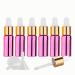 Tianzd 6 pieces 5 ml of empty chrome pink drip bottle Pipette bottles with glass pipette 5ml glass bottle with a drip pipette with gold screw cap for perfume oils essential oils pink 5 ml