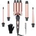 Beach Waver Curling Iron Wand Set 5 in 1 Hair Curlers Waver Crimper Tool for Women Man 3/8 inch - 1 1/4 inch Curling Wands with Attachments for Hair Curly Hairstyle